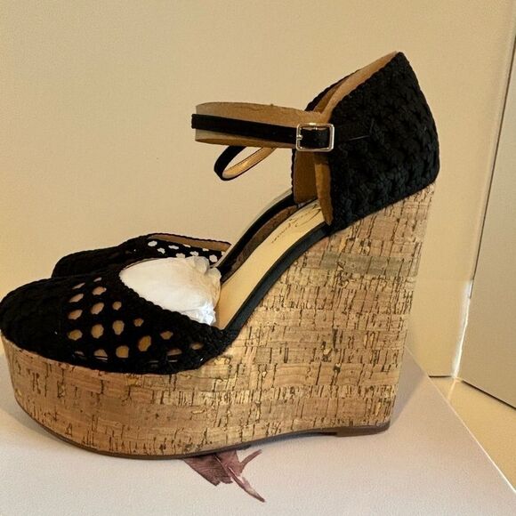 JESSICA SIMPSON Marshela Ankle-Strap Platform Wedge Sandals Woven Cutout shoes - Picture 9 of 16
